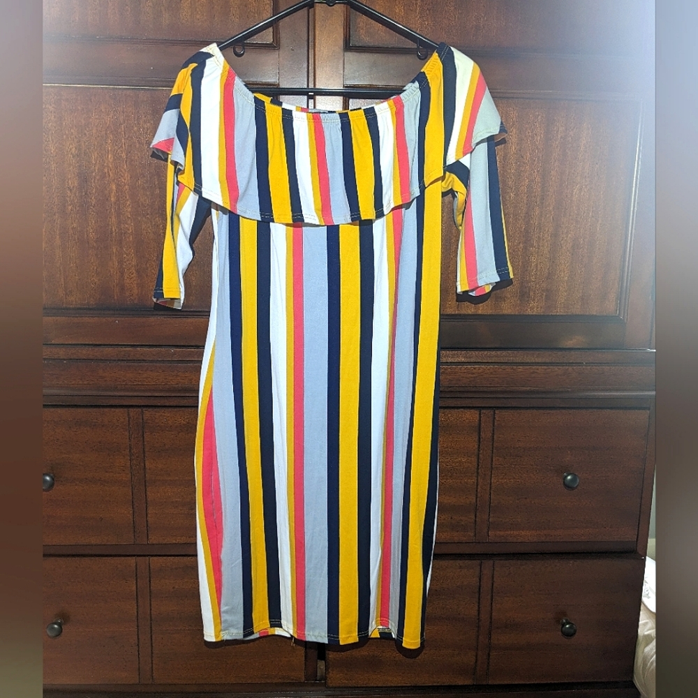 Striped Dress / B Famous#USA Dress / Off The Shoulder Dress